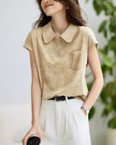 Year's Popular Purple Sleeve Short-Sleeved T-Shirt 2025 Summer New Shoulder-To-Shoulder POLO Shirt Look