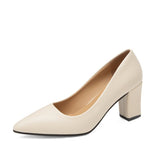 Single Shoes Women's Coarse Heel 202 Spring New Pointed Work Shoes Shallow One-Foot Pedal Korean Version Of High Heel