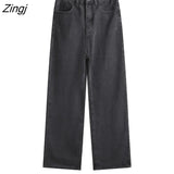 Jeans Women Retro Chic Loose Denim Trouser High Waisted All-match Spring Schoolgirls Bottom Basic Stretwear Harajuku