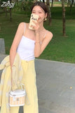Women Sleeveless Spaghetti Strap Sexy Elastic Fashion All-match Simple Solid Korean Style Skinny Girls Streetwear