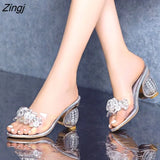 Women Sandals Woman Crystal Open Toe Ladies PVC Jelly Shoes High Heels Transparent Casual Female Slippers