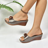 Flowers With Thick Background Slippery Slippers Women 24 Summer New External Slope And Pure Color Cold