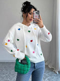 And Winter Women's Sweater Fashion Color Love Hooded Long-Sleeved Knitted