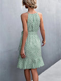 Strap Floral Dress Women Summer Boho Mini Dresses Ladies Lace Up Slim Dress Female Sexy Sleeveless Short Dress Robe