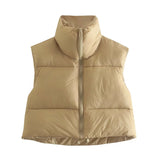 Color Double Pocket Collar Cotton Vest 2025 Autumn And Winter New Color Repair Cotton Vest