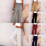 Women's Spring And Summer New Women's Pants Solid Cotton Tampons Tight Loose Leisure Wide Legs Women's
