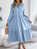 Shooting 2025 Autumn And Winter Collar Casual Loose Long-Sleeved Lotus Leaf Shirt Skirt Women's