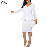 Sexy V Neck Party Dress Women Elegant Solid Long Sleeve Long Dress Boho Fashion Office Lady Dresses