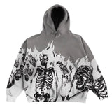Zingj Millennium Wind Round Collar Skeleton Hoodie Couples Style 2023 Autumn And Winter New Long-Sleeved Skull