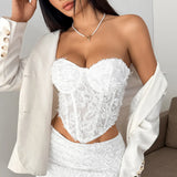 Three-Dimensional Gacoustic Texture One-Word Shoulder Hottie Sexy Gathering Chest Thoracic Blouse