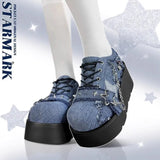 Zingj Feng Subculture Y2K Gothic Platform Denim JK Shoes Spring And Autumn Round Head Women's Platform