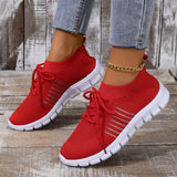 Casual Sports Single Shoe Lace Mesh Breathable Sports Single Shoes Women's Shoes Light Flat Bottom