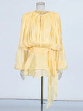 Explosion Mesh Bubble Sleeve Skirt 2025 Summer New Folding Lotus Side Design Short Dress