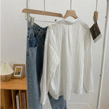 Striped White Shirt Women's Sun Protection Jacket Top 2025 Spring And Autumn Wear Loose Thin Shirt