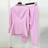 Early Spring New Fashion Heavy Industry Nails And Diamond Jacket Jacket Trousers Set Two