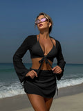 2025 New Solid Color Sexy Summer New Beach Resort In Wind Four-Piece Split