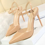 Shoes Fashion Sandals Women 2022 Patent Leather High Heels Women Sandals Summer Heeled Sandals Pointed Toe Women