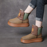 Warm Snow Boots Winter New Fashion Color High-Sleeve Thick-Soled Cotton Shoe Sleeve Imitation Wool Leather