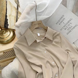 Office Lady Blouse Women White Long Sleeve Tops Spring Autumn 2023 Korean Fashion Shirt Solid Loose Shirt Clothes