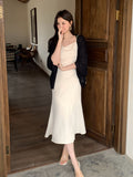 Xixi 2025 Summer New High-Waisted Temperament Elegant Sling Dress Senior Long Dress Female