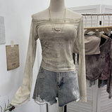 Shooting Two Sets Of Sexy Shoulder Single-Layer Thin Mesh Yarn Short T-Shirt + Inner Brat With Chest Pads To Wipe The Chest Vest