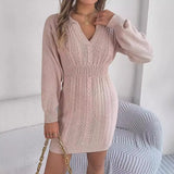 Autumn And Winter Burst Chicken Heart Collar Lantern Sleeve Ass Sweater Skirt Women's