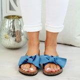 Zingj Large Size Slippers Female Summer New Bow A Line Open Toe Wear Casual