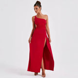 Zingj 2024 New Lace-Up Back Sexy Slit Dress Women's