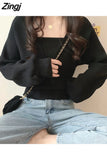 Women Knitting Elegant Solid All Match Ladies Casual Korean Style Daily Loose Design Spring Fashion Popular