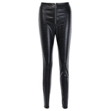 High Waist Crocodile Pattern Slim Zipper
