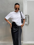 Zingj And Summer New Simulation Silk Skirt Satin Bread Hip Skirt Women Casual Color Tintail