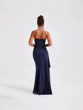 New Evening Dress Party Girl With A Word Collar Collar Breast Dress Sexy Bare Back High Open Fork