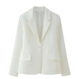 Women's Explosive Stylish Elegant White Collar Jacket Casual Long-Sleeved