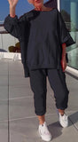New Casual Solid Color Collar Long-Sleeved Top Sports Trouser Suit