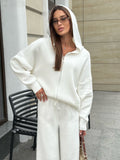 Sweater Set Women Loose Soft Jacket Sweater Cardigan + Wide Leg Pants Two