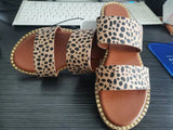 Summer New Flat Bottom 40-43 Large Leopard Print Outdoor Casual Slippers Women