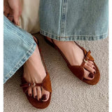With Flat-Soled Sandals Women Summer Wear A Niche Design Toe Holiday Leisure Roman Cool
