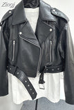 Spring Autumn Cool Short Loose Pu Leather Biker Jacket Women Zipper Blet Retro Female European Fashion Streetwear