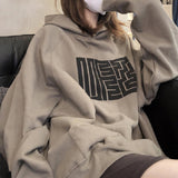 Zingj Plus Fleece Female 2024 Autumn Winter New Korean Version Student Print Hoodie Loose Coat Jacket Female