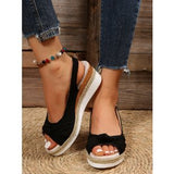 Women's Sandals Fish Mouth Bows Buckle Fashion Sandals Slopes And Thick-Soled Beach Women's