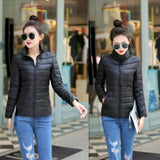 Jacket Women Parkas Light Outerwear solid Coats Short Female Slim Cotton padded basic tops