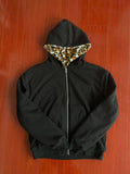 Autumn And Winter New Hooded Jacket Two-Sided Pattern Retro Leopard Zipper Hoodie Loose Personality