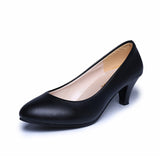 Women's Heel Single Shoes Black Round Head Thick Heel High Heel Shoes Professional Leather Shoes Dress Etiquette Work Women's