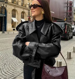 Women's Clothing Explosion Retro Collar Leather Jacket Jacket - High-Quality Craftsmanship To Rest Assured