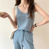 U-Collar Clavicle Loose Vest Women Wear Sleeveless T-Shirt In Summer