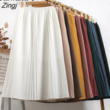 2022 Trend Spring Summer Women Korean Fashion Elegant Black Aesthetic High Waist Midi Pleated Suit Skirt Female
