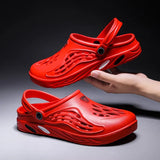 Summer New Men's Hole Shoes Breathable Beach Shoes Outdoor Half Drag Bag Head Personality Cold