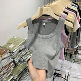 Girls Tight Anti-Smooth Threaded Vest Women's Spring And Summer Suit Slim Top Ins