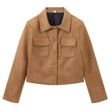 Brown Suede Crop Jacket- Outfit
