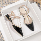 V's New Summer Pointed Sandals Women's Korean Version Of The Empty Rivet High Heel Low Heel